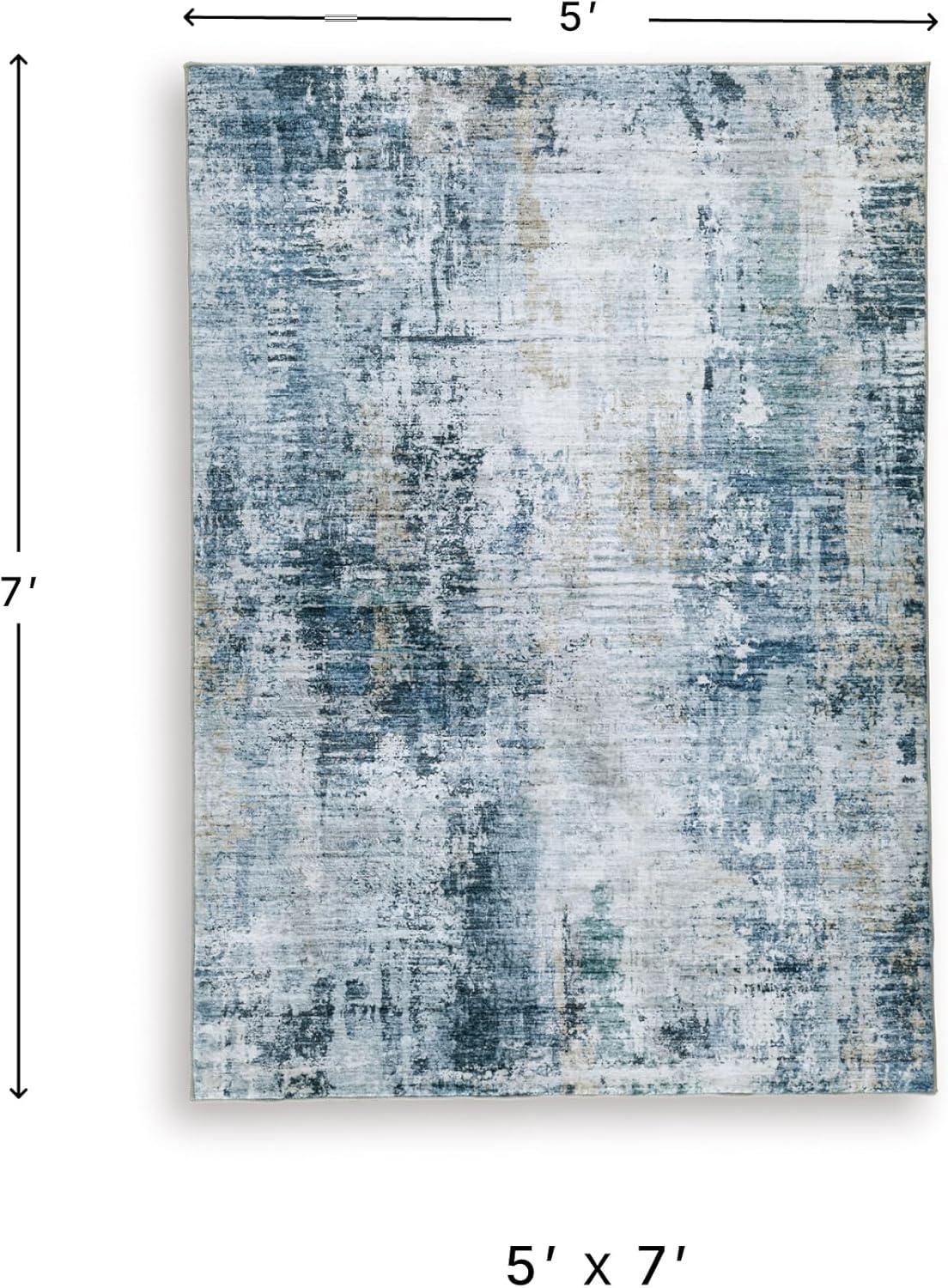 imageSignature Design by Ashley Arlenmont Contemporary Indoor Geometric Rectangular 5 x 7 Area Rug Blue amp White5 x 7 Rectangular