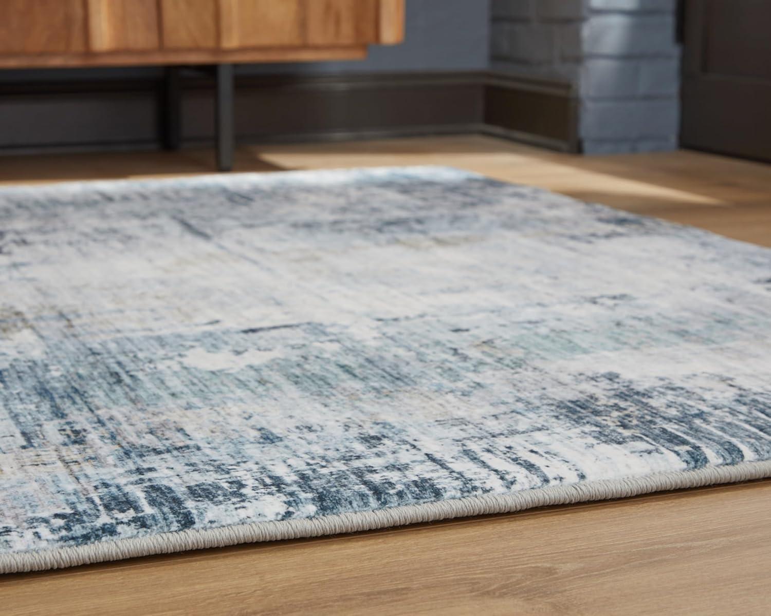 imageSignature Design by Ashley Arlenmont Contemporary Indoor Geometric Rectangular 5 x 7 Area Rug Blue amp White77 x 96 Rectangular