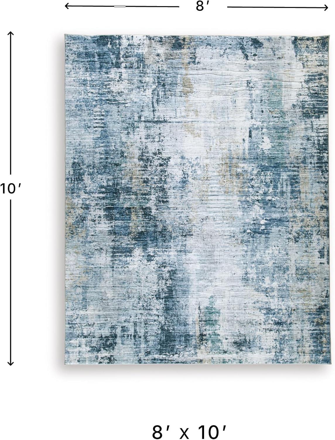 imageSignature Design by Ashley Arlenmont Contemporary Indoor Geometric Rectangular 5 x 7 Area Rug Blue amp White77 x 96 Rectangular