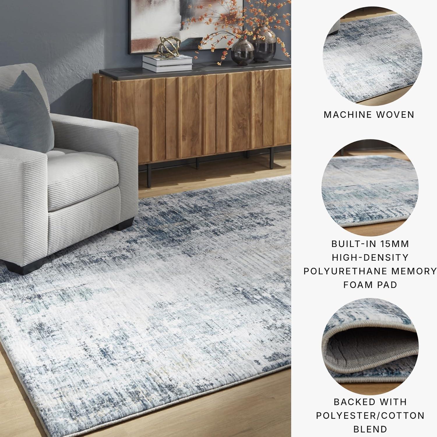 imageSignature Design by Ashley Arlenmont Contemporary Indoor Geometric Rectangular 5 x 7 Area Rug Blue amp White77 x 96 Rectangular