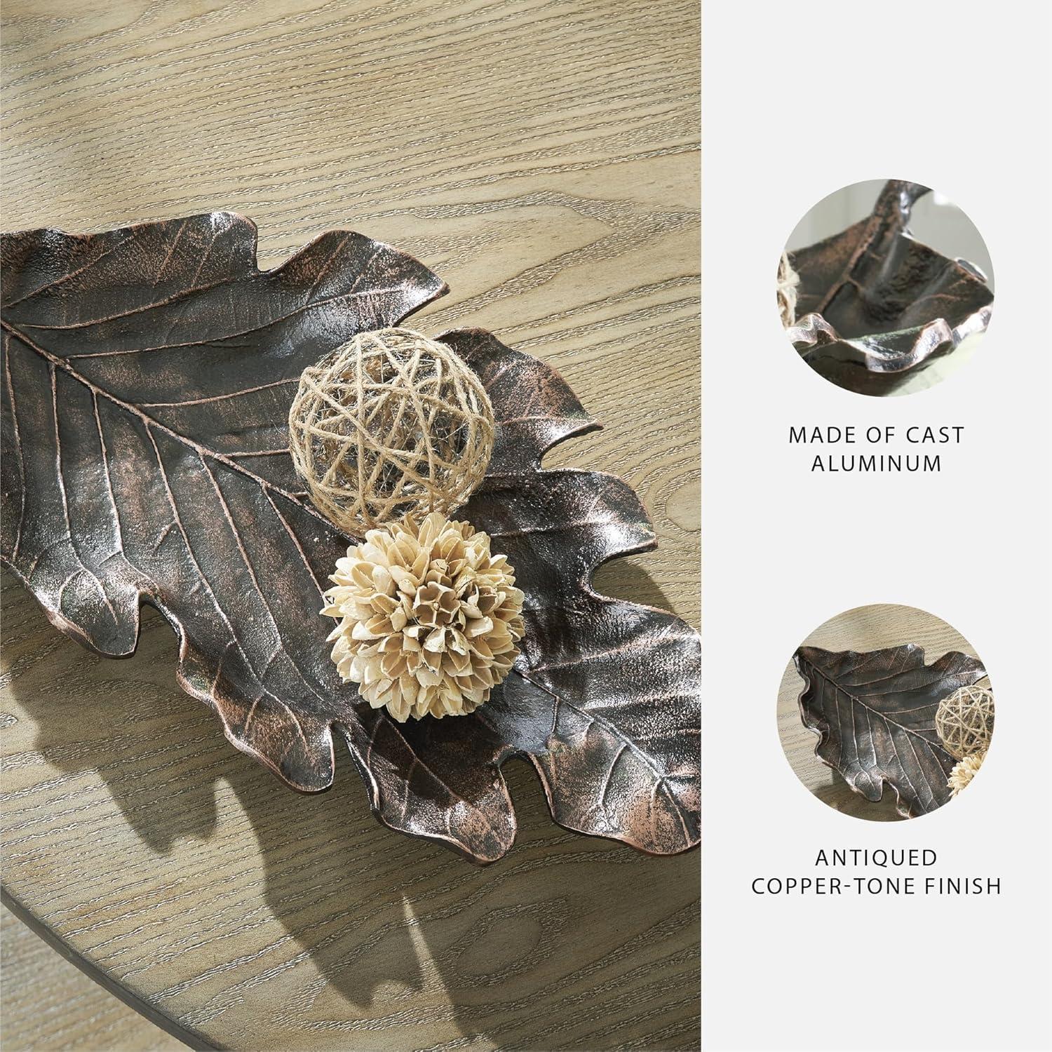 imageSignature Design by Ashley Avermund Contemporary Leaf Sculpture with Antiqued Finish Dark Brown