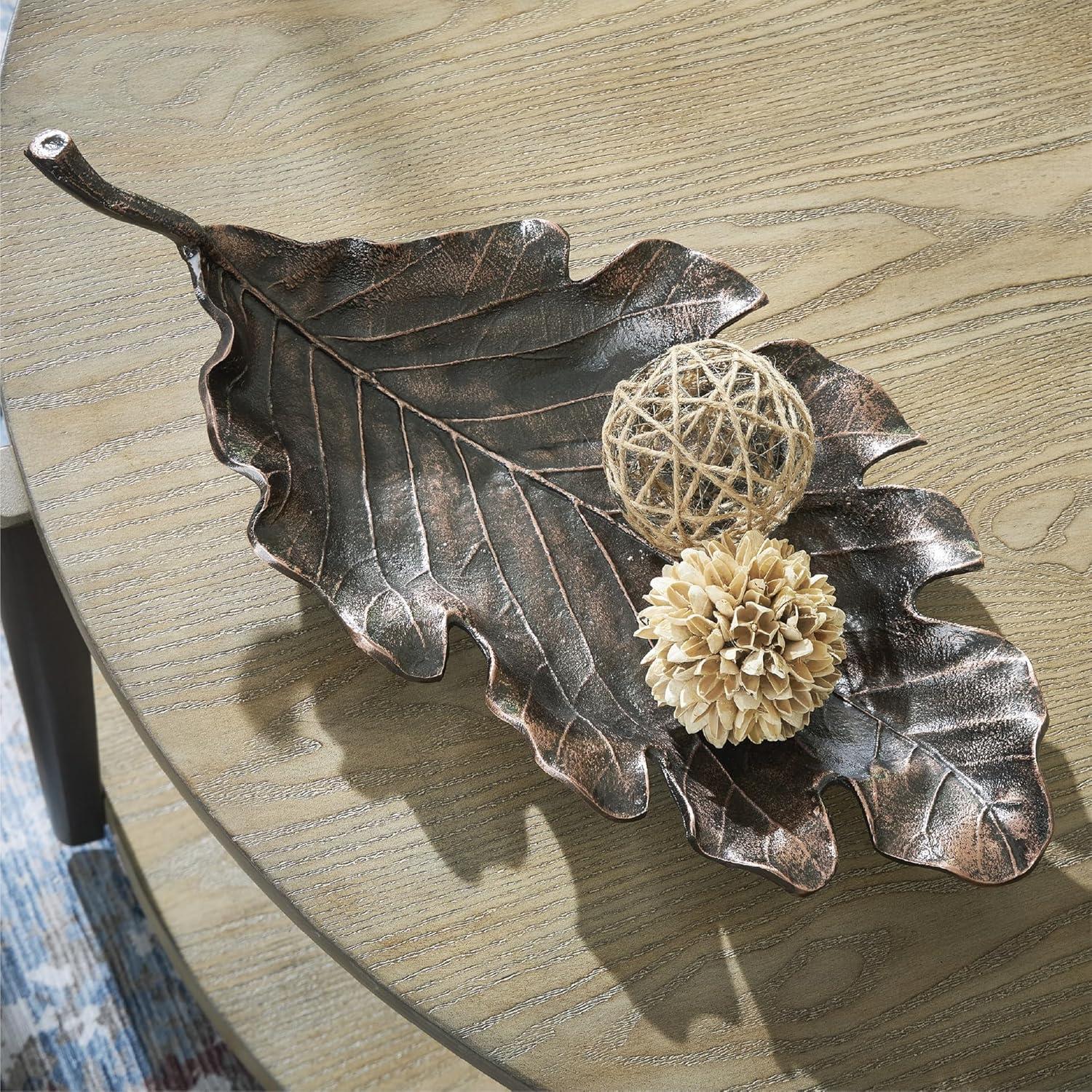 imageSignature Design by Ashley Avermund Contemporary Leaf Sculpture with Antiqued Finish Dark Brown