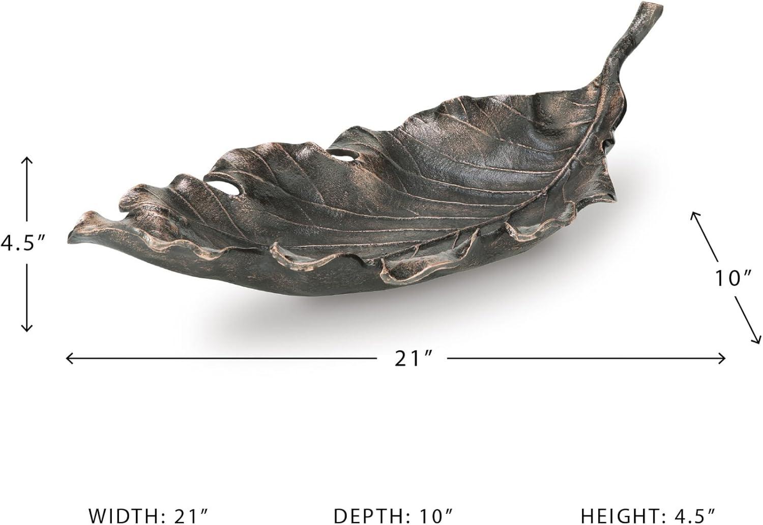 imageSignature Design by Ashley Avermund Contemporary Leaf Sculpture with Antiqued Finish Dark Brown