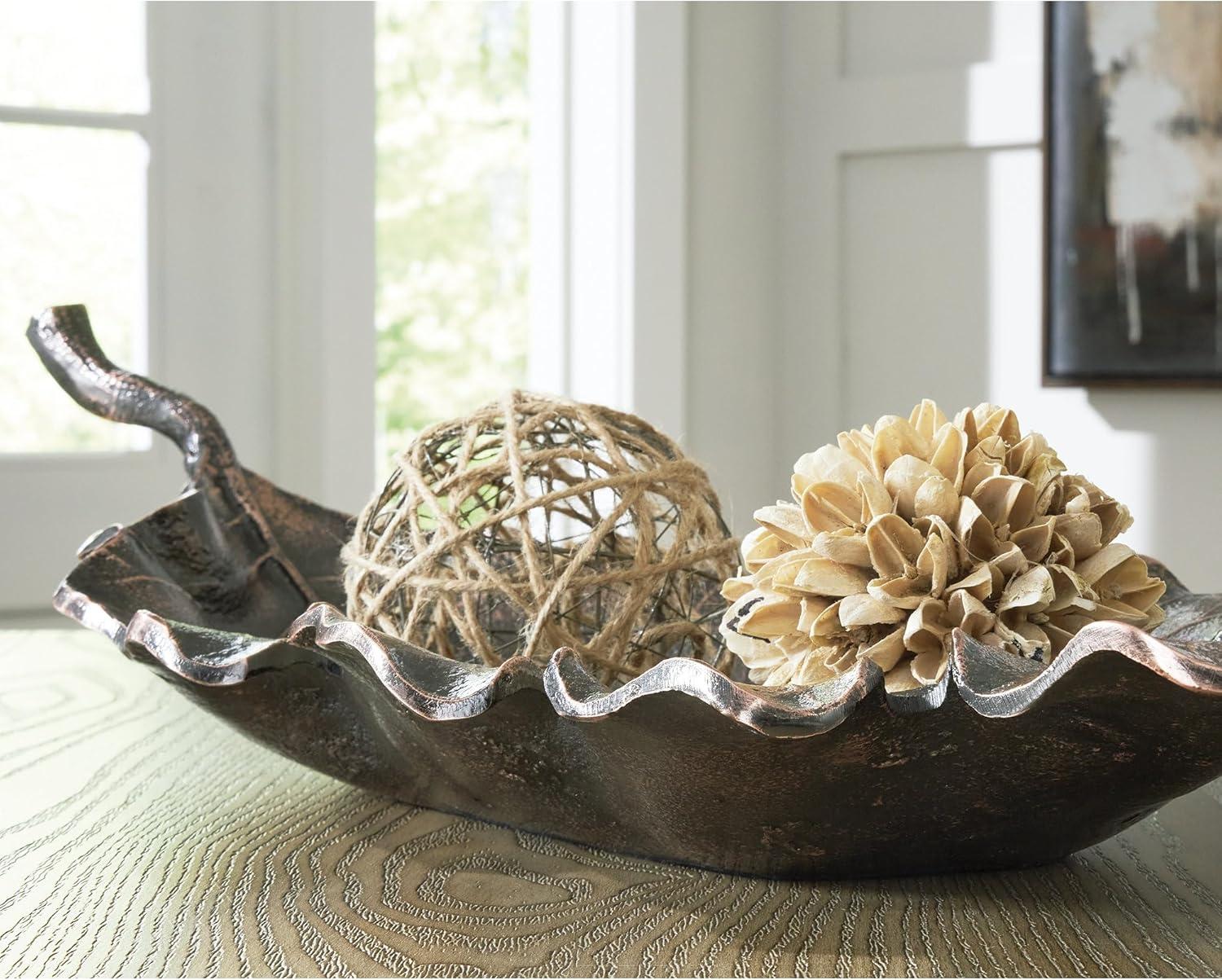imageSignature Design by Ashley Avermund Contemporary Leaf Sculpture with Antiqued Finish Dark Brown