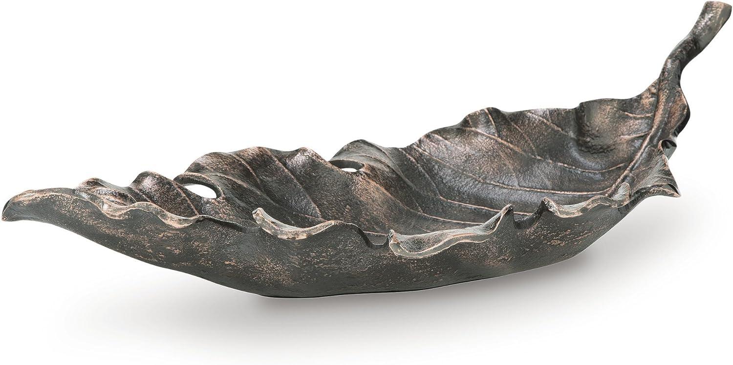 imageSignature Design by Ashley Avermund Contemporary Leaf Sculpture with Antiqued Finish Dark Brown