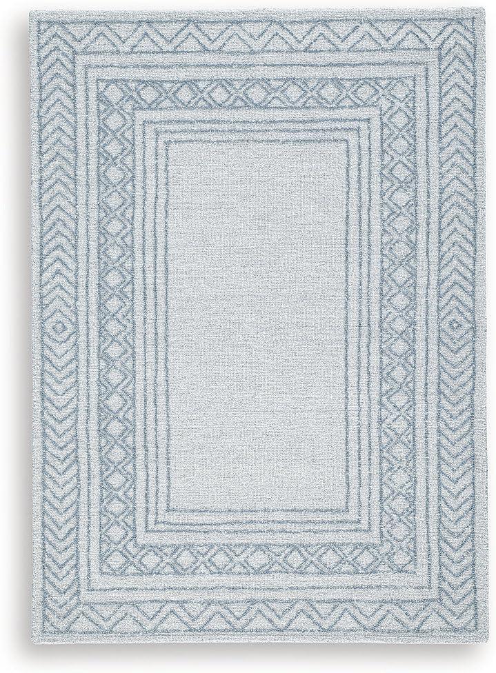 imageSignature Design by Ashley Azelhurst Coastal Indoor Hand Tufted Geometric Rectangular 5 x 7 Area Rug Blue amp Beige