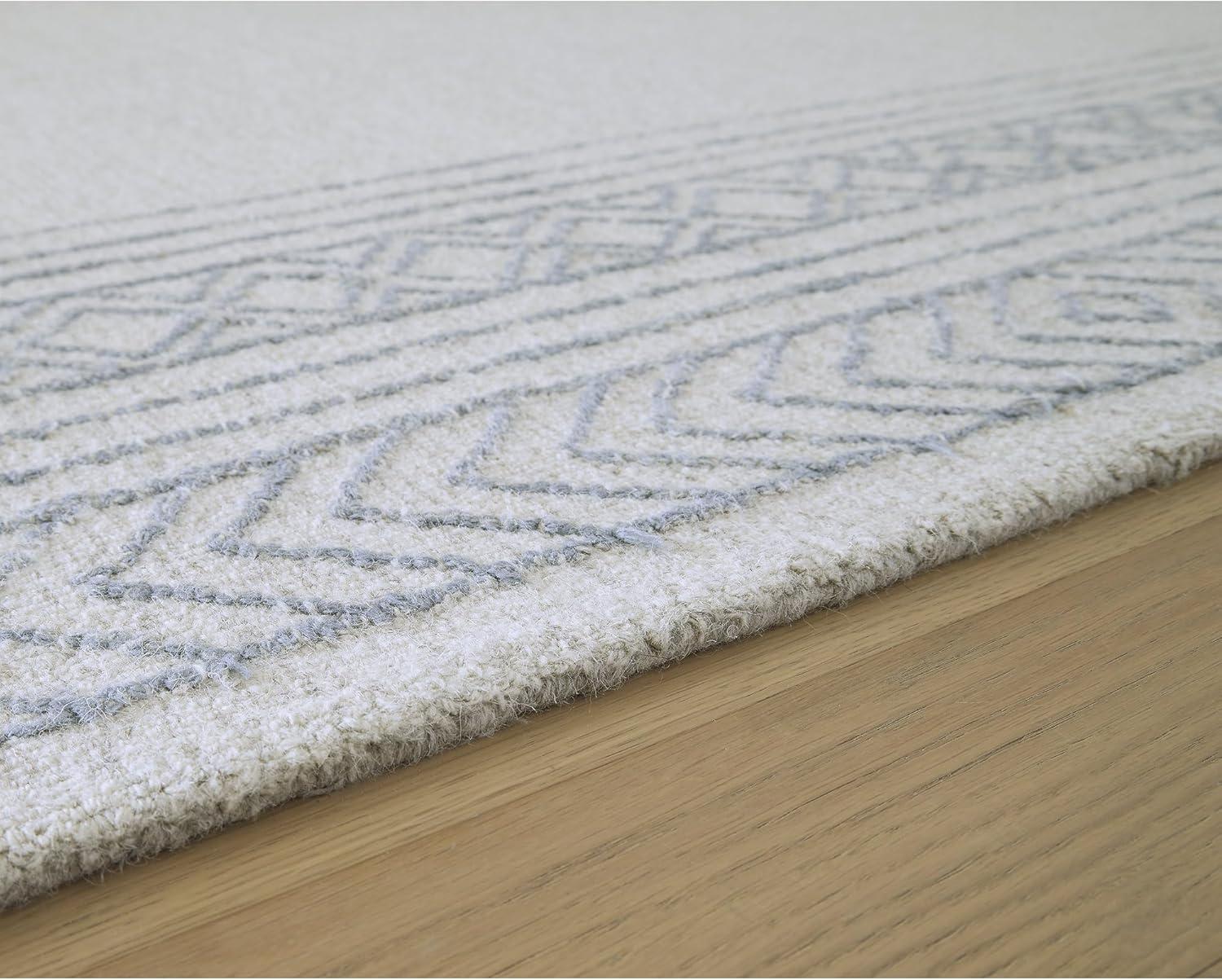 imageSignature Design by Ashley Azelhurst Coastal Indoor Hand Tufted Geometric Rectangular 5 x 7 Area Rug Blue amp Beige