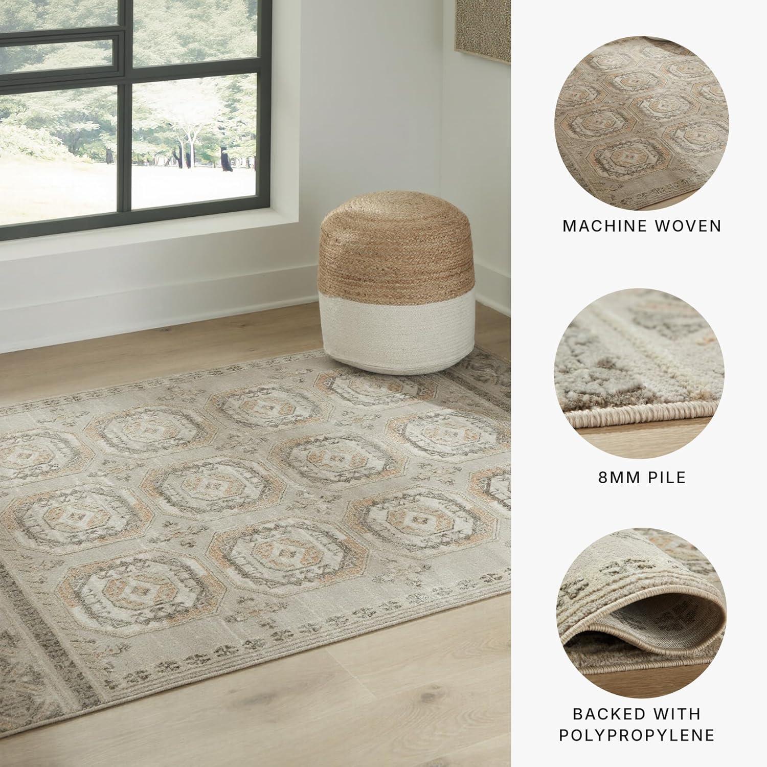 imageSignature Design by Ashley Bachby Classic Indoor Floral Rectangular 5 x 7 Area Rug Brown amp Beige53 x 7 Rectangular