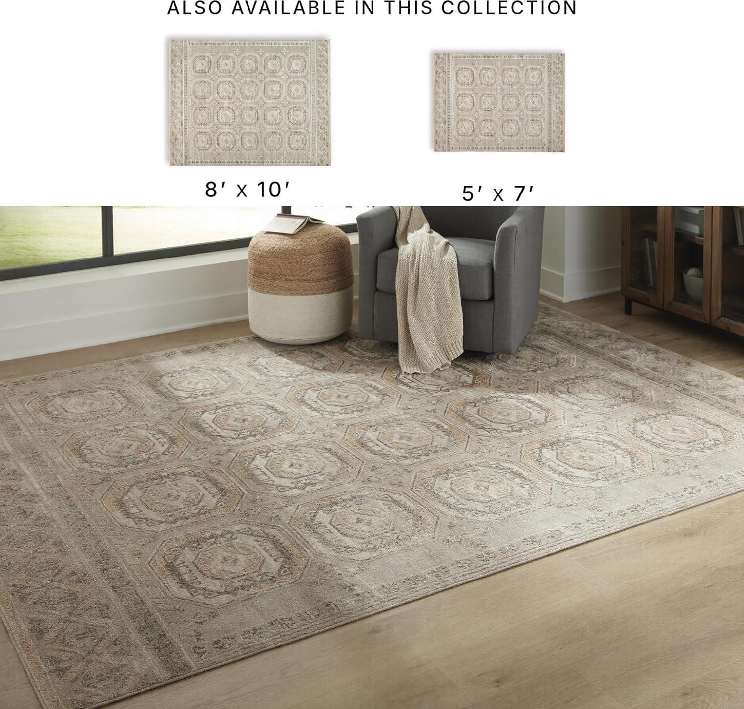 imageSignature Design by Ashley Bachby Classic Indoor Floral Rectangular 5 x 7 Area Rug Brown amp Beige710 x 911 Rectangular