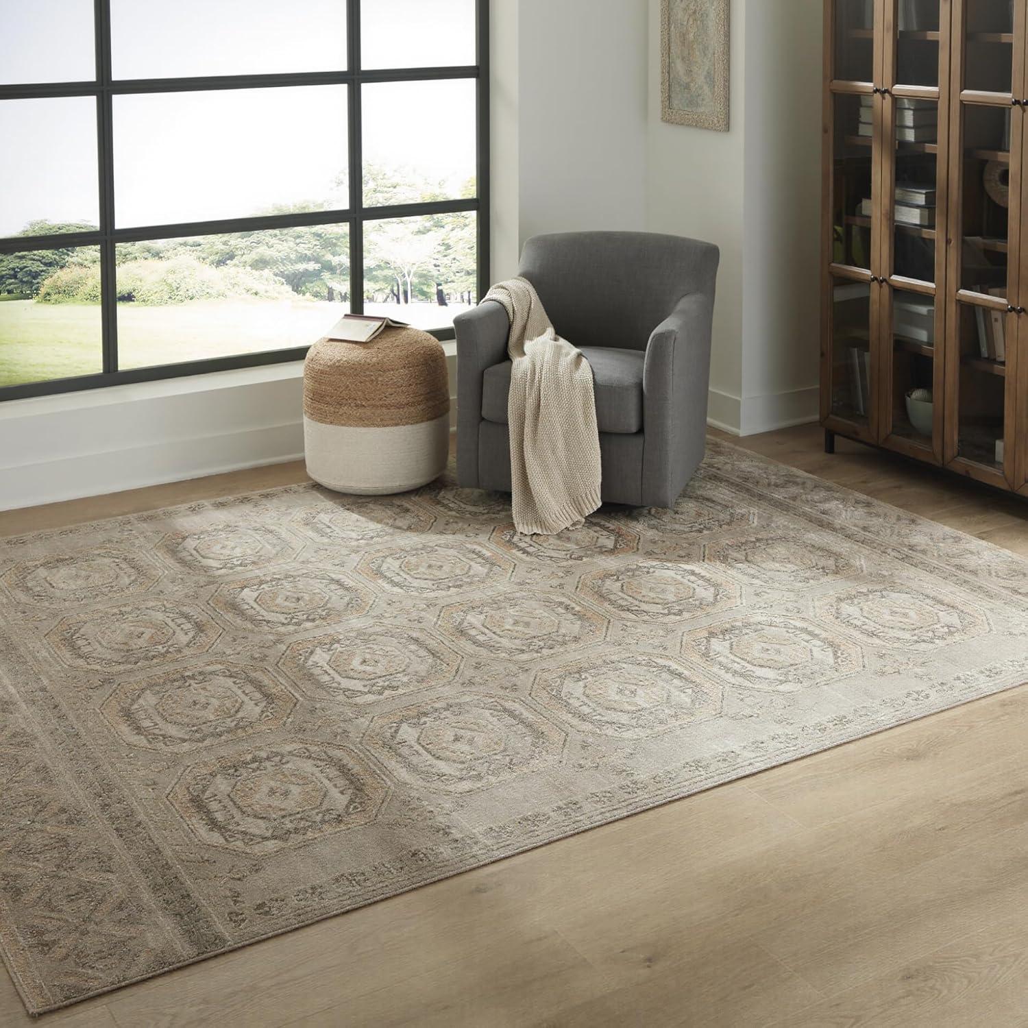 imageSignature Design by Ashley Bachby Classic Indoor Floral Rectangular 5 x 7 Area Rug Brown amp Beige710 x 911 Rectangular
