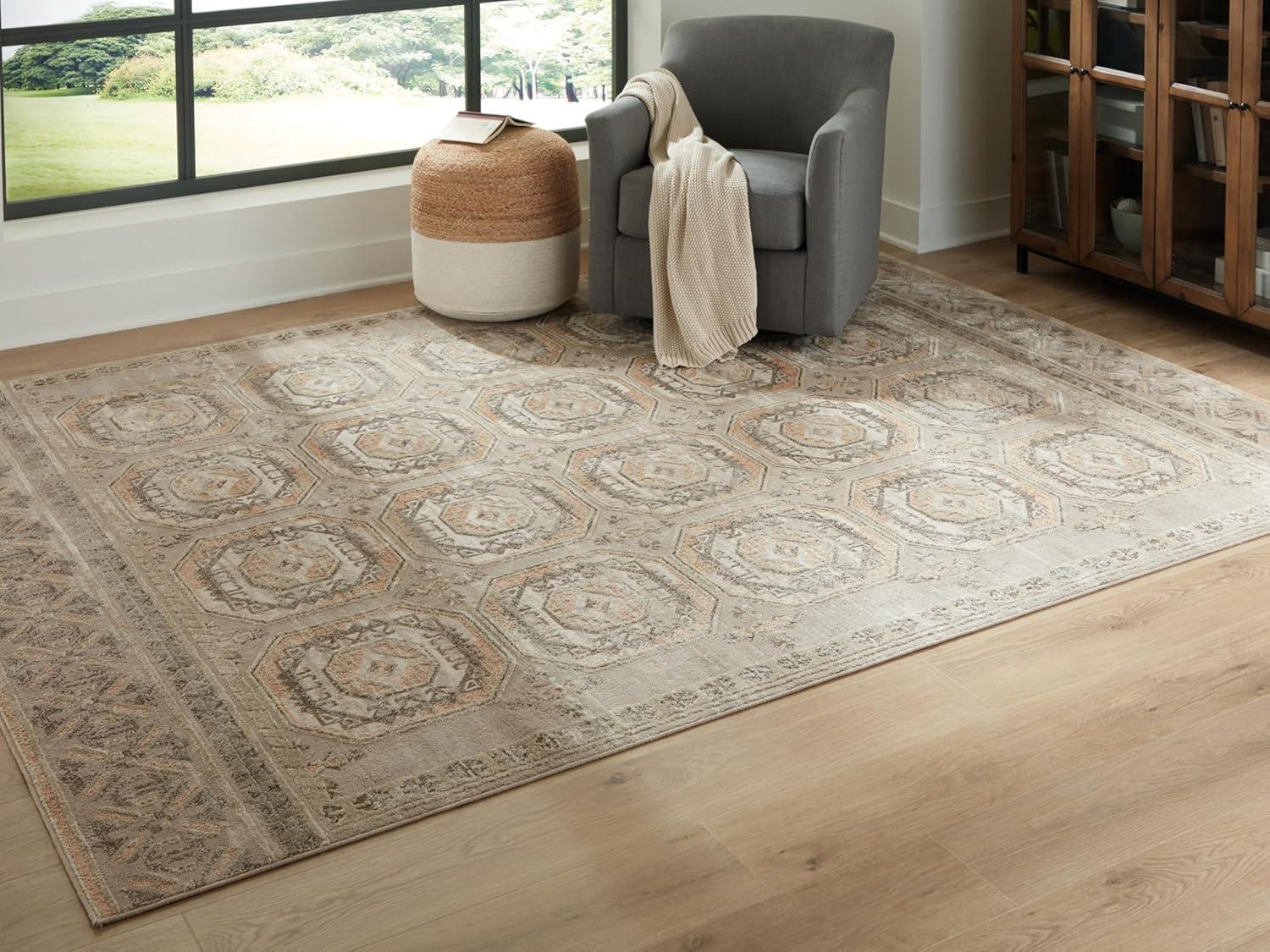 imageSignature Design by Ashley Bachby Classic Indoor Floral Rectangular 5 x 7 Area Rug Brown amp Beige710 x 911 Rectangular