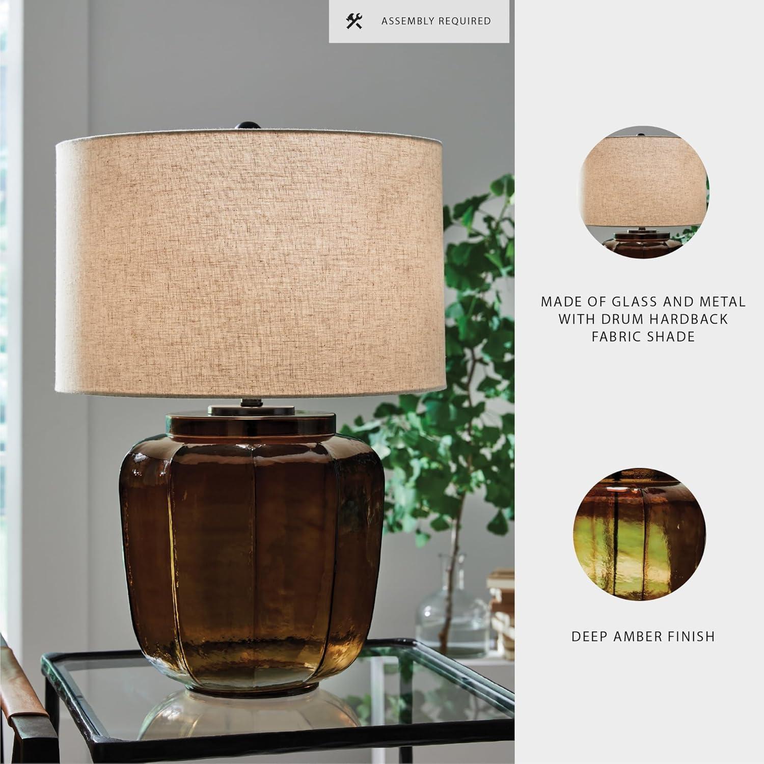 imageSignature Design by Ashley Bainmore Transitional Table Lamp with 3Way Switch and Drum Shade Dark Brown