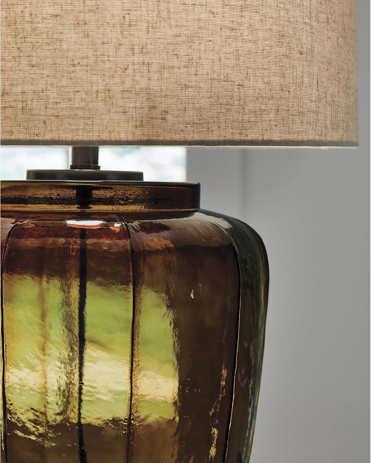 imageSignature Design by Ashley Bainmore Transitional Table Lamp with 3Way Switch and Drum Shade Dark Brown