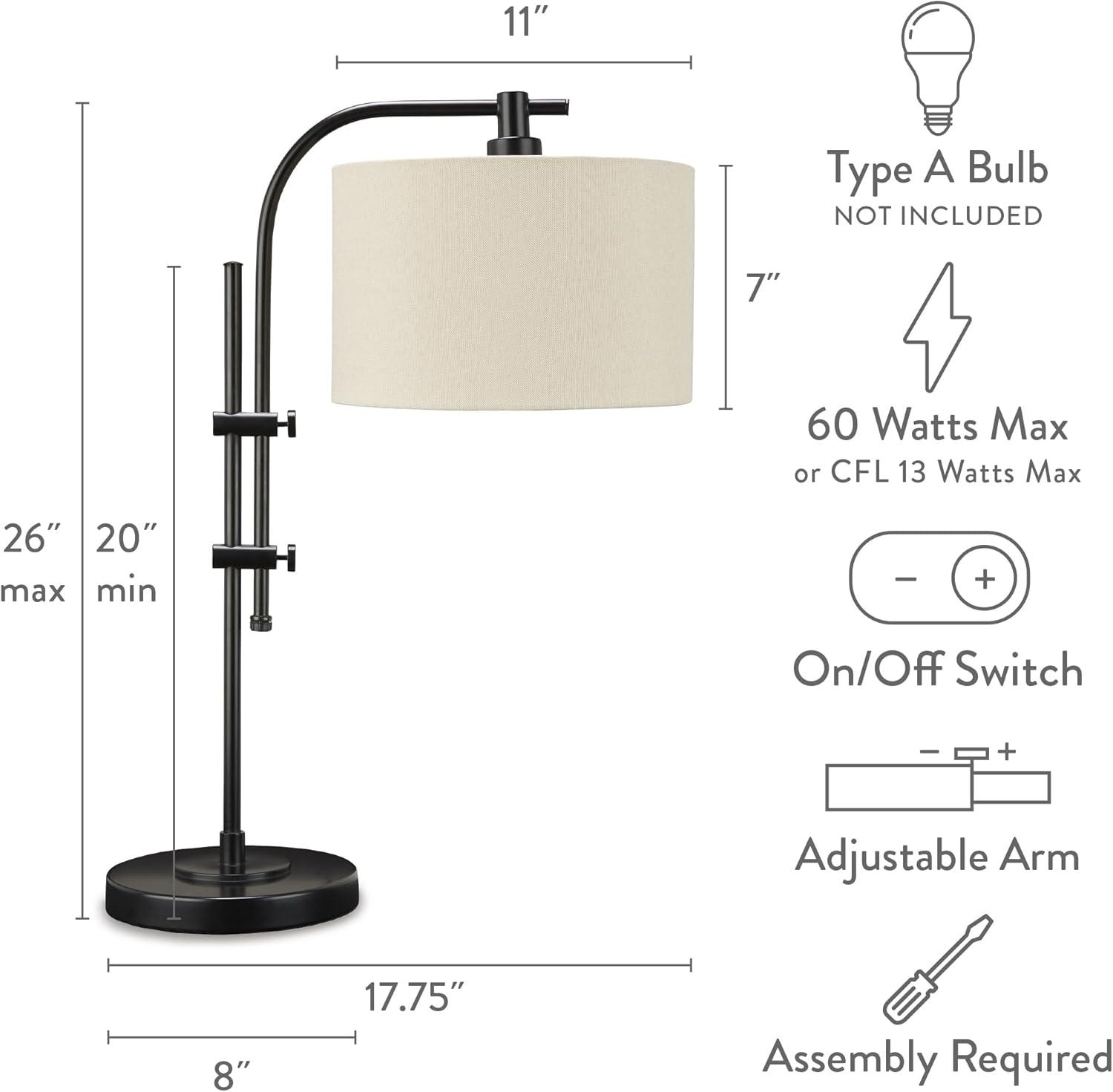 imageSignature Design by Ashley Baronvale 27 Modern Metal Adjustable Table Lamp BlackBlack