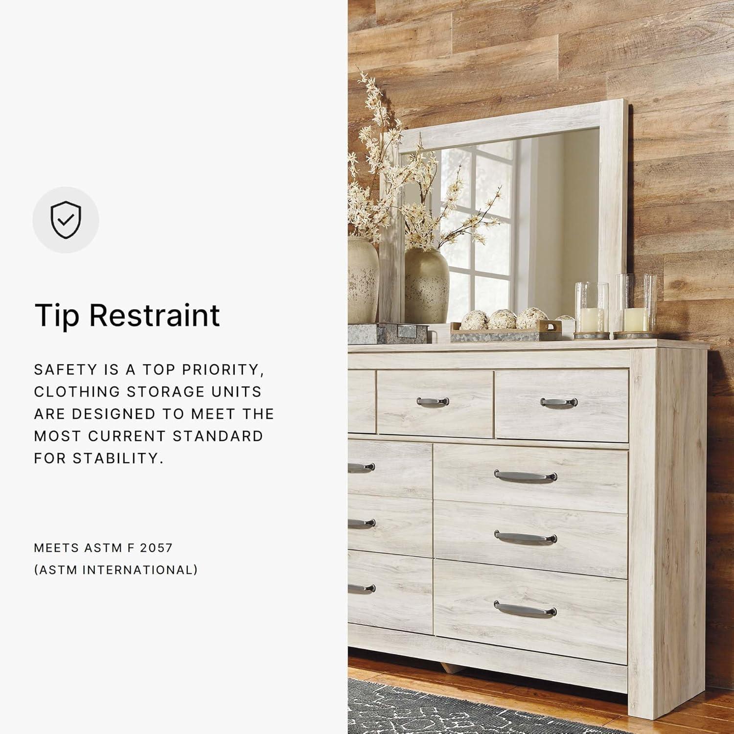 imageSignature Design by Ashley Bellaby Farmhouse Queen Crossbuck Panel Bed Foundation or Box Spring Needed WhitewashDresser and Mirror