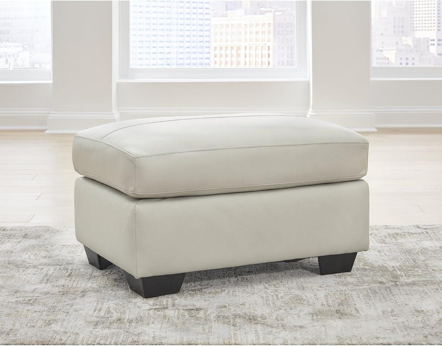 imageSignature Design by Ashley Belziani Contemporary Firmly Cushioned Leather Rectangular Ottoman Dark BrownDark Brown