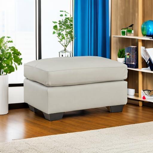 imageSignature Design by Ashley Belziani Contemporary Firmly Cushioned Leather Rectangular Ottoman Dark BrownDark Brown