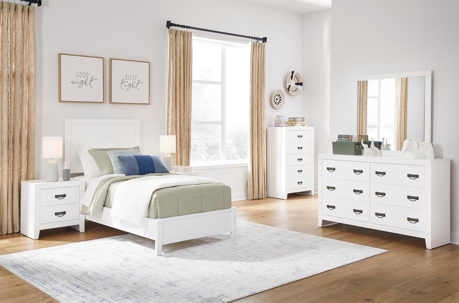 imageSignature Design by Ashley Binterglen Casual Twin Panel Bed Foundation or Box Spring Needed WhiteWhite