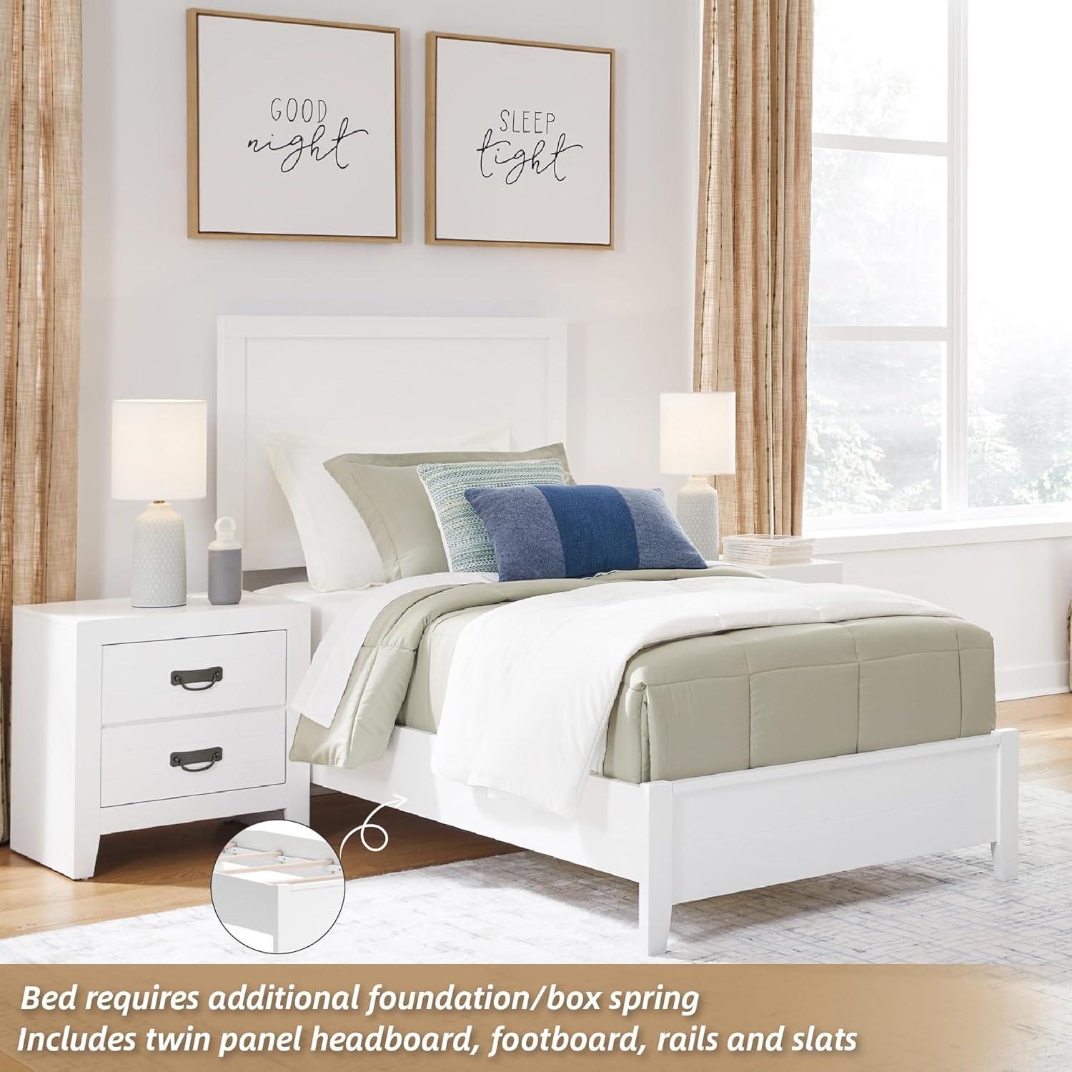 imageSignature Design by Ashley Binterglen Casual Twin Panel Bed Foundation or Box Spring Needed WhiteWhite