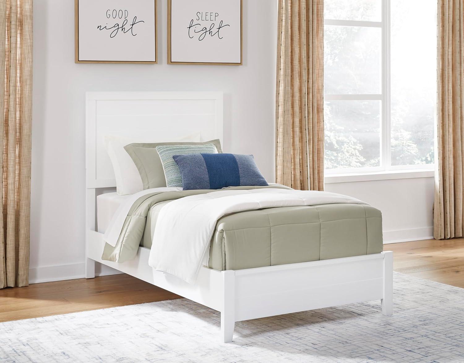 imageSignature Design by Ashley Binterglen Casual Twin Panel Bed Foundation or Box Spring Needed WhiteWhite
