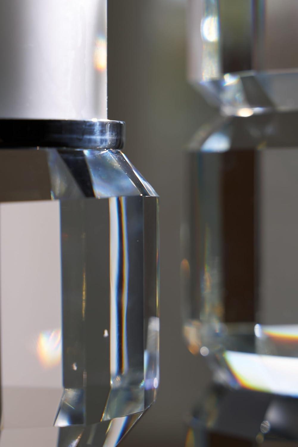 imageSignature Design by Ashley Brentley Contemporary Crystal and Metal Pillar Candle Holder Set Set of 2 Chrome