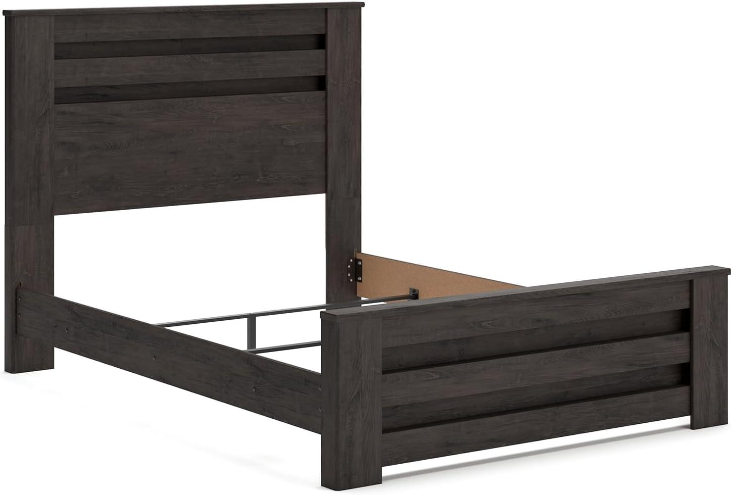 imageSignature Design by Ashley Brinxton Casual Queen Panel Bed with Metal Slats Foundation or Box Spring Needed BlackCharcoal