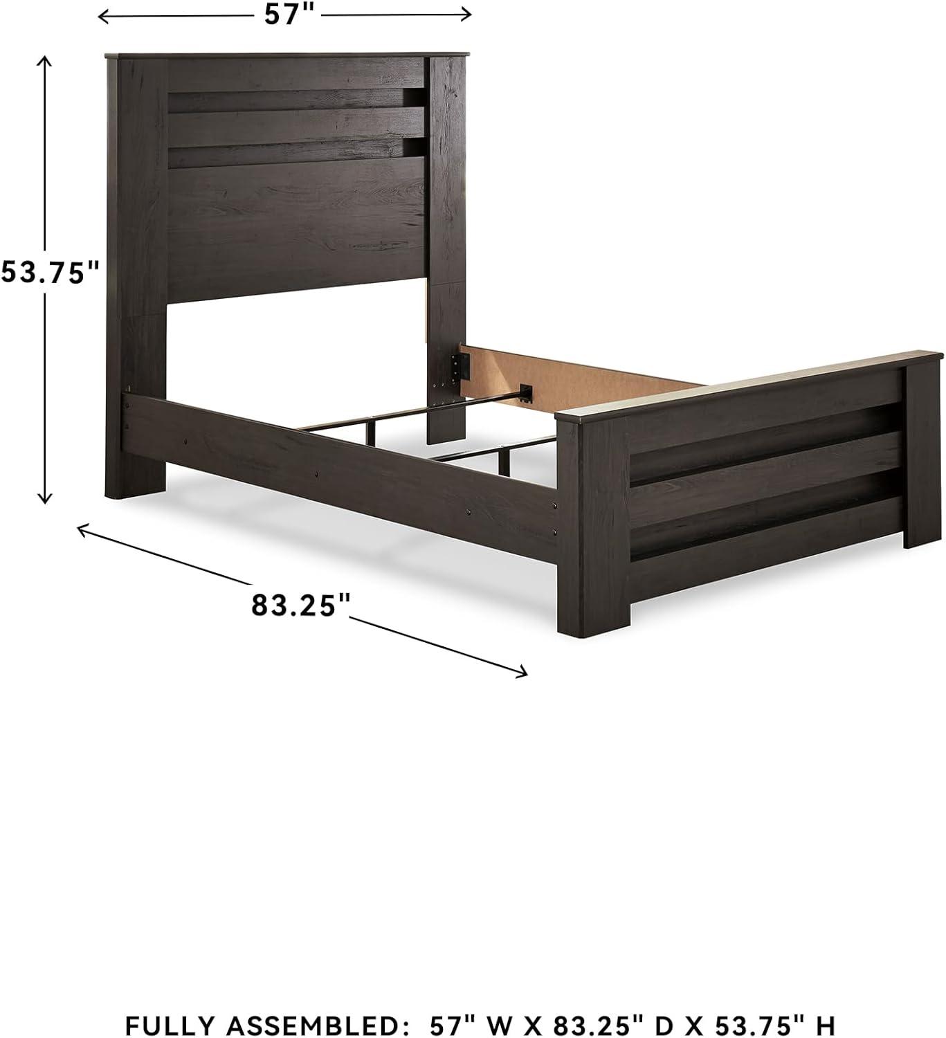 imageSignature Design by Ashley Brinxton Casual Queen Panel Bed with Metal Slats Foundation or Box Spring Needed BlackCharcoal
