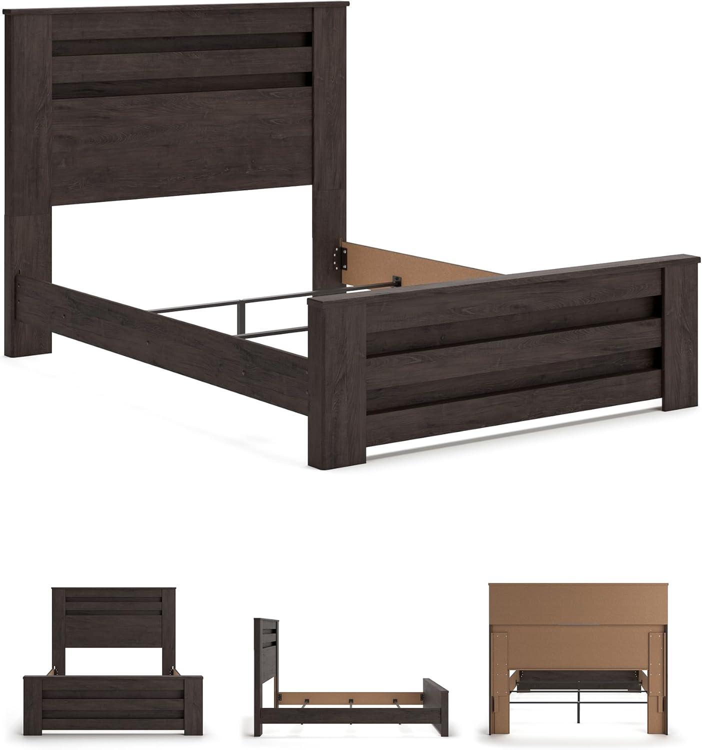 imageSignature Design by Ashley Brinxton Casual Queen Panel Bed with Metal Slats Foundation or Box Spring Needed BlackCharcoal