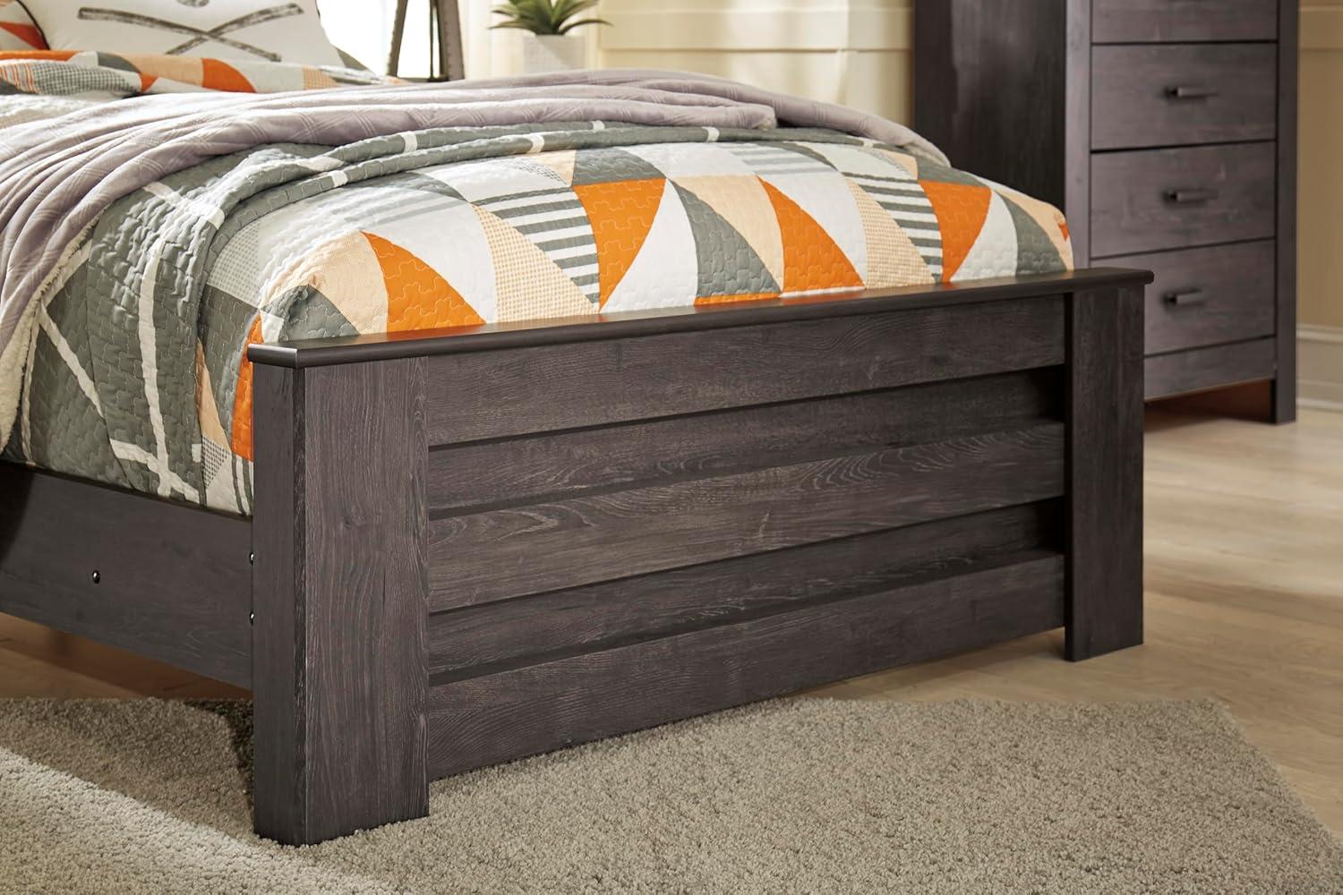 imageSignature Design by Ashley Brinxton Casual Queen Panel Bed with Metal Slats Foundation or Box Spring Needed BlackCharcoal