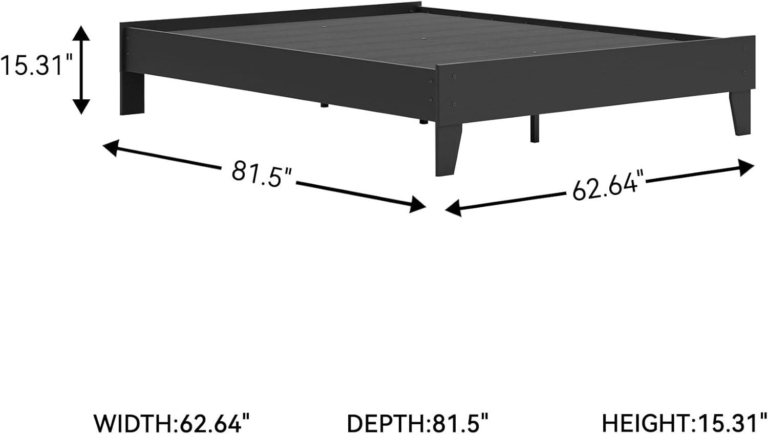 imageSignature Design by Ashley Calverson Modern Platform Bed Foundation or Box Spring Not Needed King Dark BrownBlack