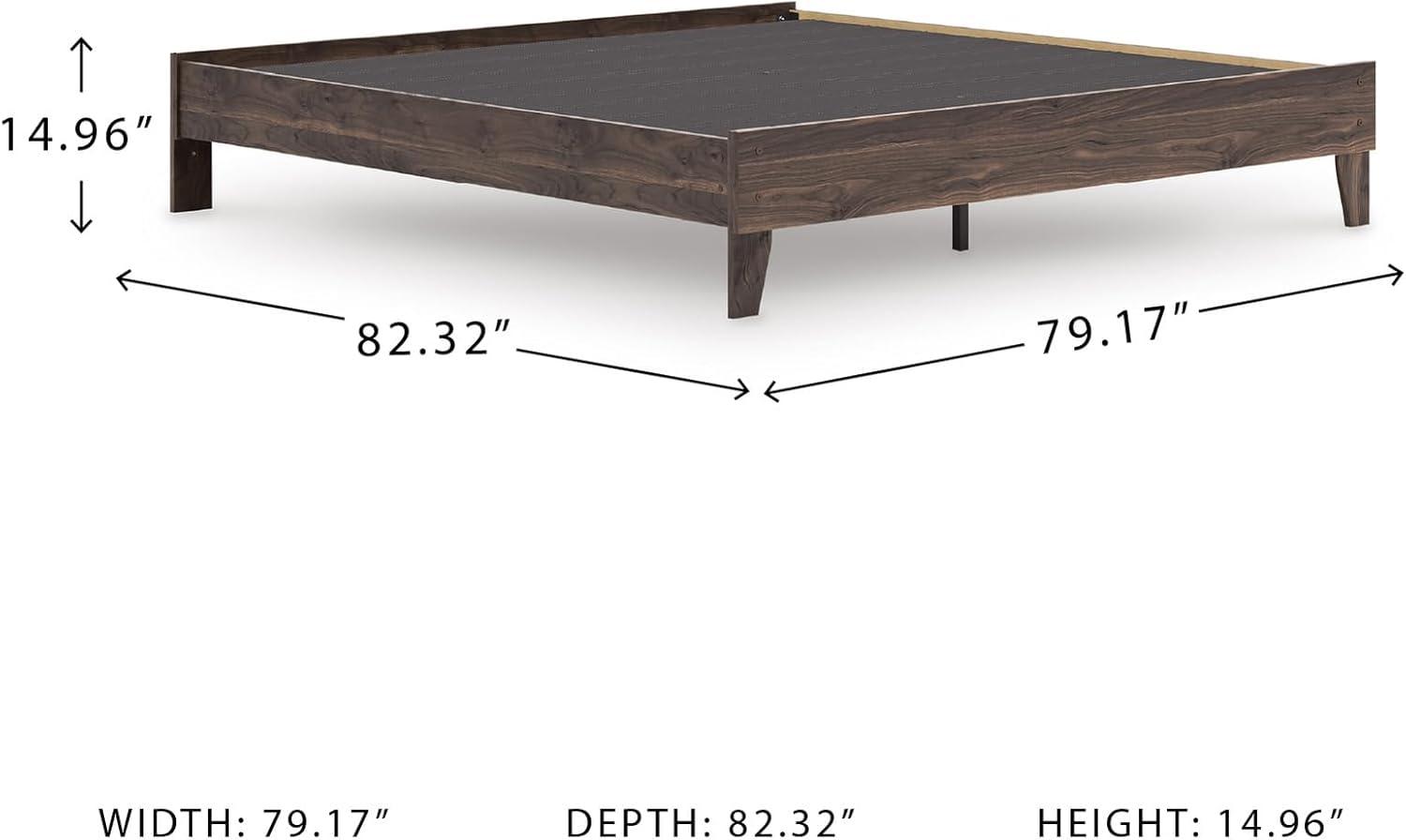 imageSignature Design by Ashley Calverson Modern Platform Bed Foundation or Box Spring Not Needed King Dark BrownBrown