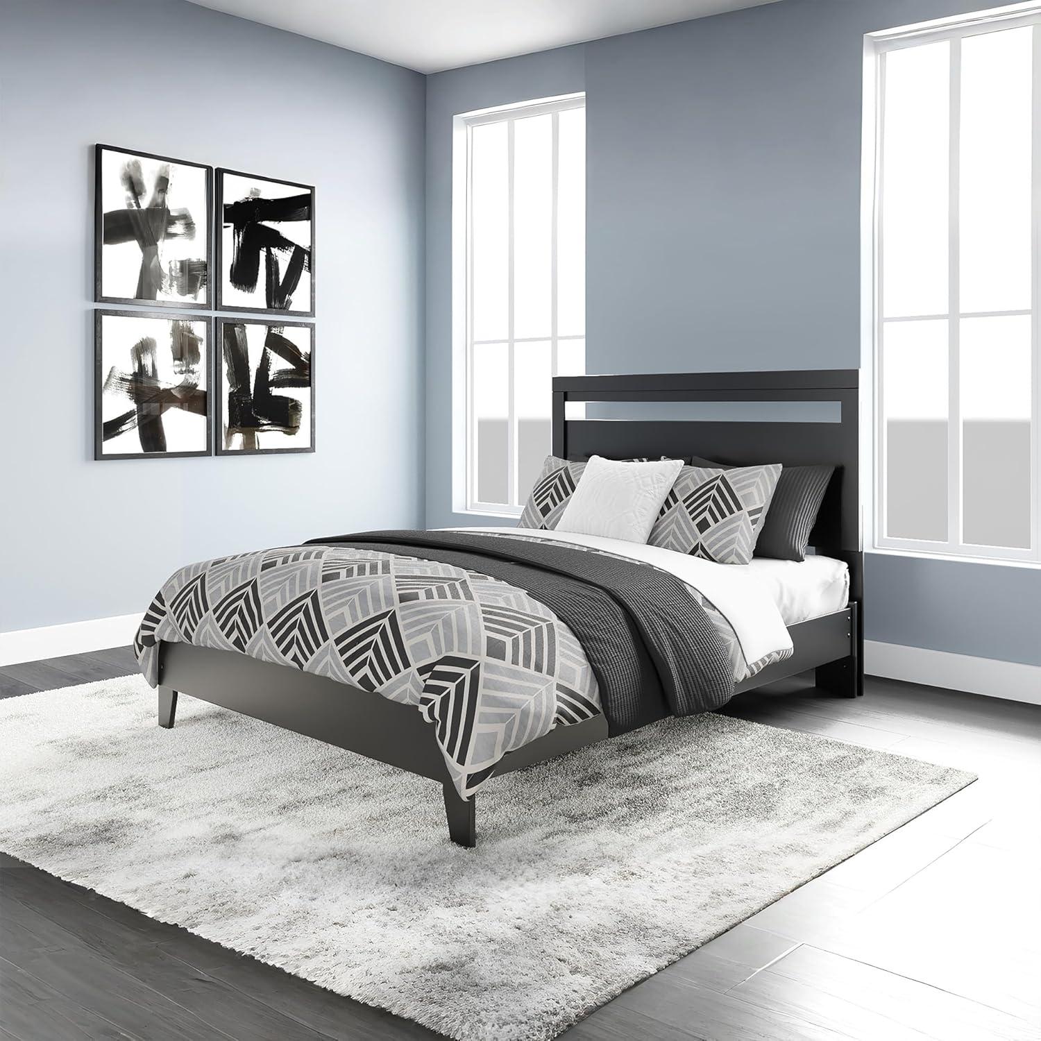 imageSignature Design by Ashley Calverson Modern Platform Bed Foundation or Box Spring Not Needed King Dark BrownDark Brown