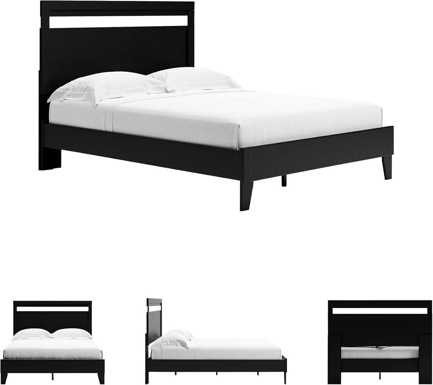 imageSignature Design by Ashley Calverson Modern Platform Bed Foundation or Box Spring Not Needed King Dark BrownDark Brown
