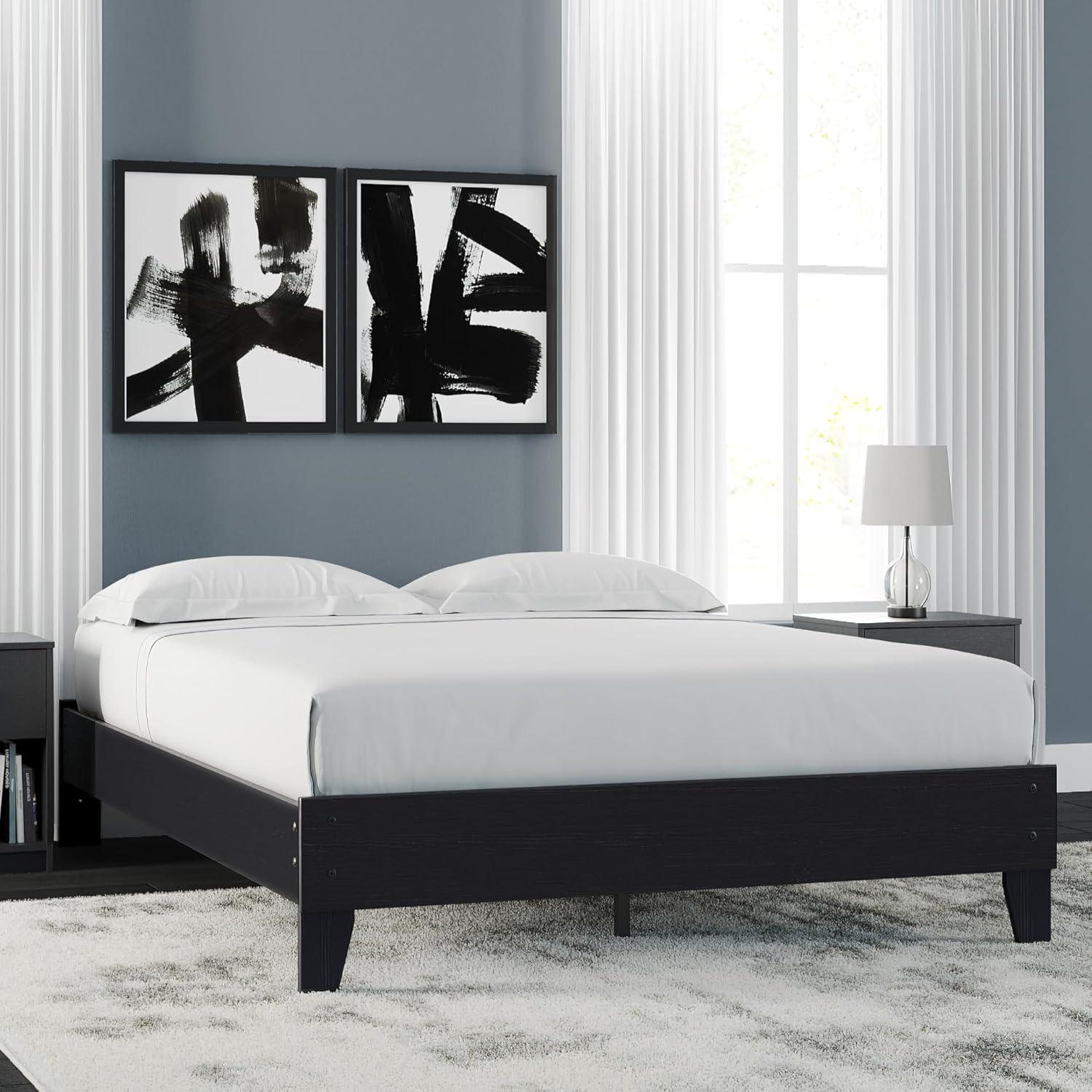 imageSignature Design by Ashley Calverson Modern Platform Bed Foundation or Box Spring Not Needed King Dark BrownDark Brown
