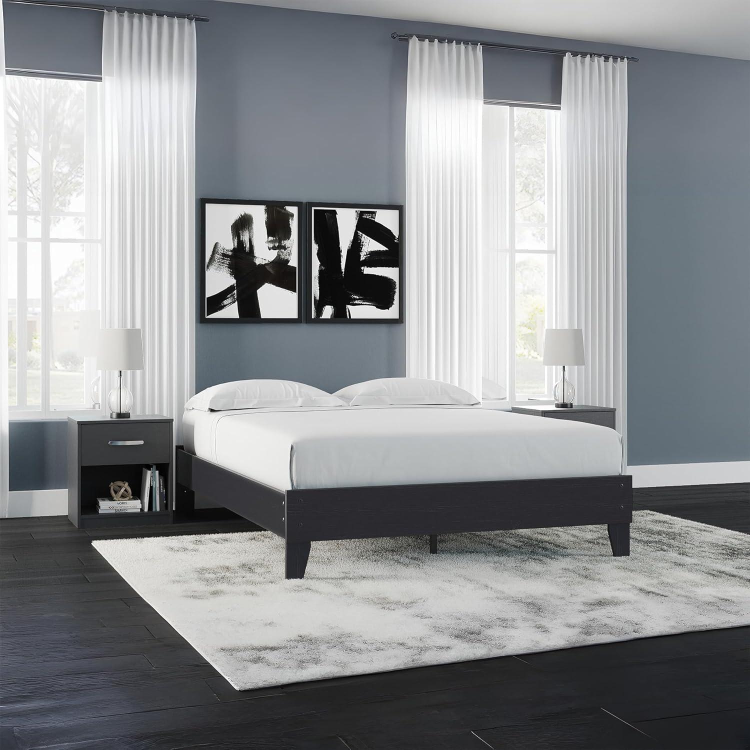 imageSignature Design by Ashley Calverson Modern Platform Bed Foundation or Box Spring Not Needed King Dark BrownDark Brown