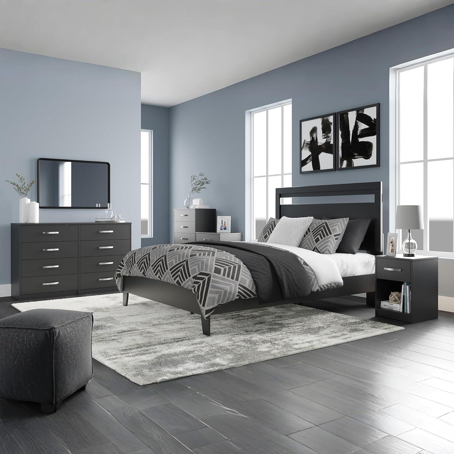 imageSignature Design by Ashley Calverson Modern Platform Bed Foundation or Box Spring Not Needed King Dark BrownDark Brown