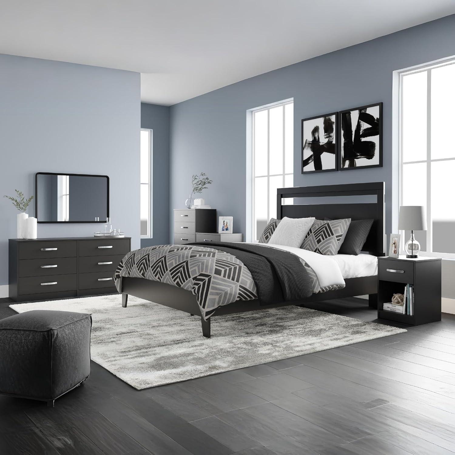 imageSignature Design by Ashley Calverson Modern Platform Bed Foundation or Box Spring Not Needed King Dark BrownDark Brown