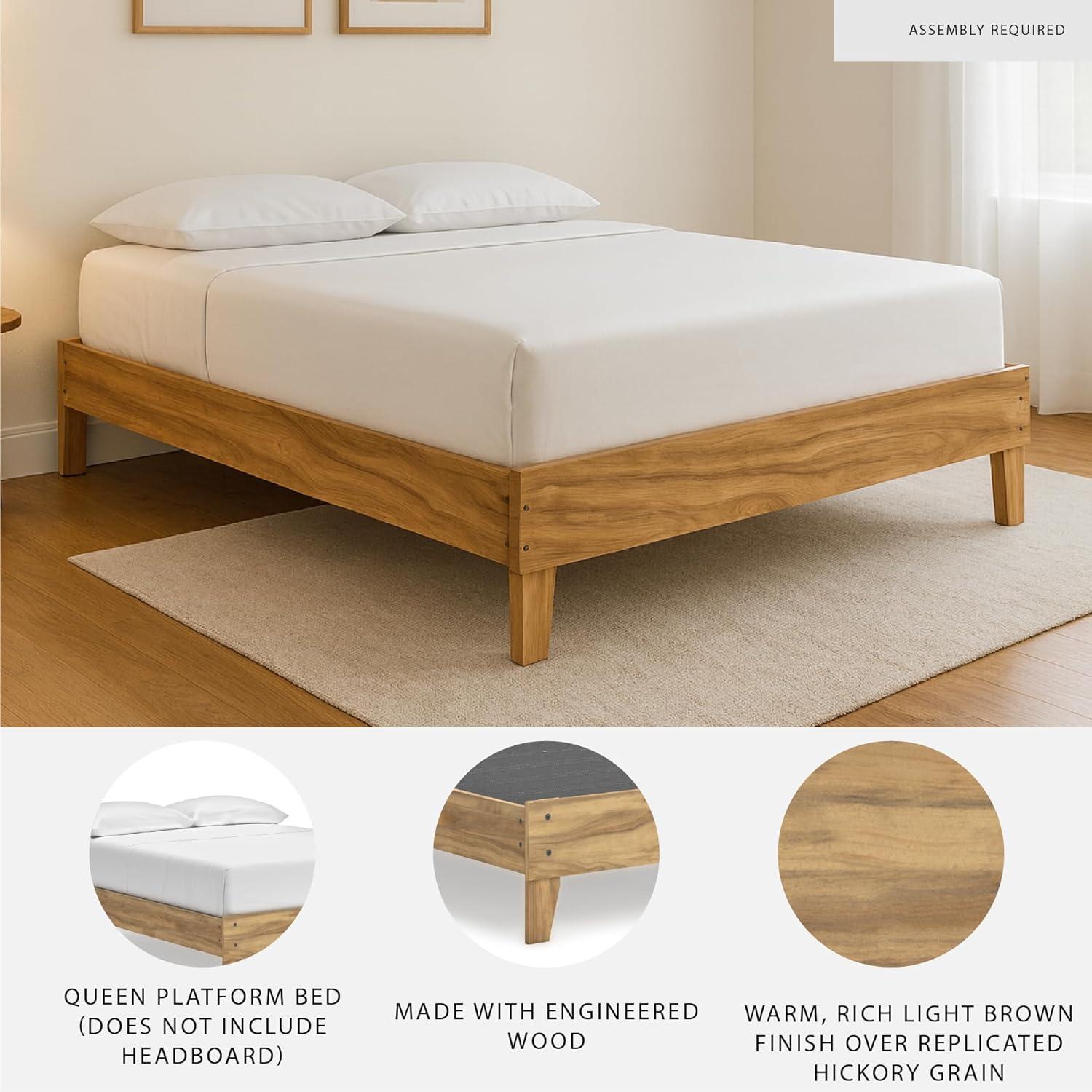 imageSignature Design by Ashley Calverson Modern Platform Bed Foundation or Box Spring Not Needed King Dark BrownLight Brown