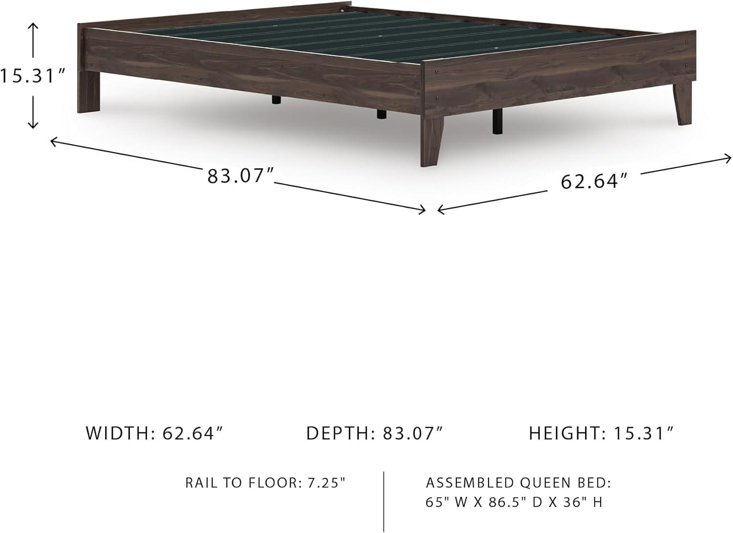 imageSignature Design by Ashley Calverson Modern Platform Bed Foundation or Box Spring Not Needed King Dark BrownMocha Brown