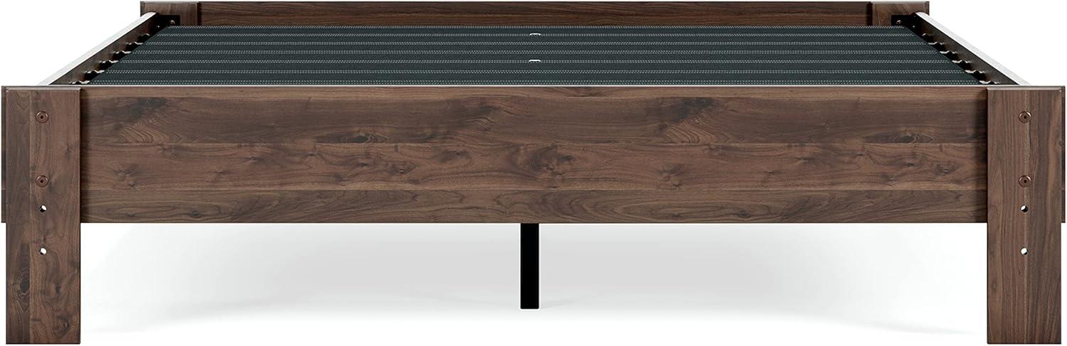 imageSignature Design by Ashley Calverson Modern Platform Bed Foundation or Box Spring Not Needed King Dark BrownMocha Brown