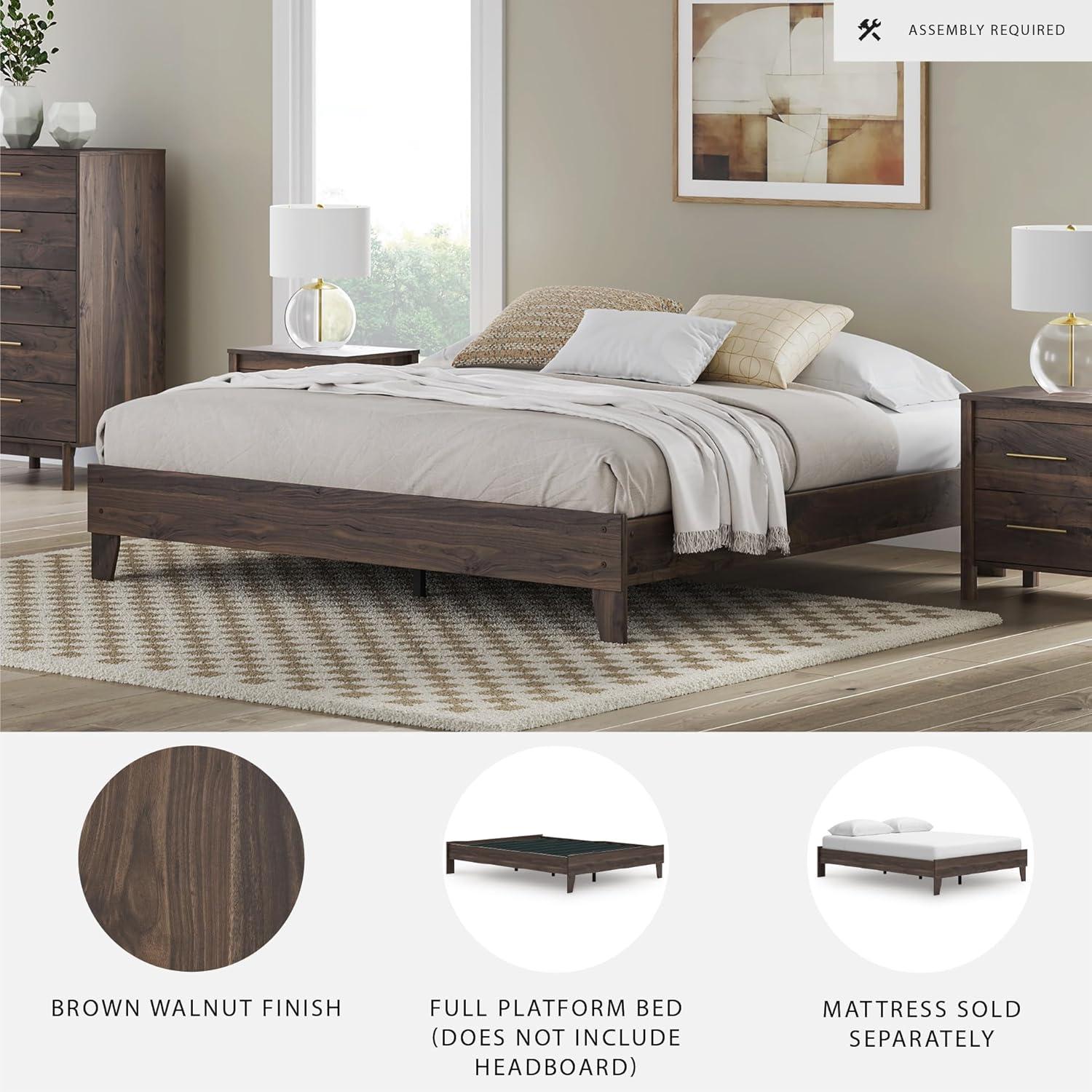 imageSignature Design by Ashley Calverson Modern Platform Bed Foundation or Box Spring Not Needed King Dark BrownMocha Brown