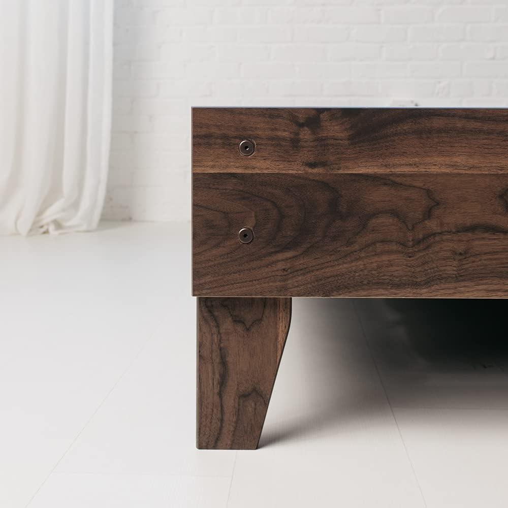 imageSignature Design by Ashley Calverson Modern Platform Bed Foundation or Box Spring Not Needed King Dark BrownMocha Brown