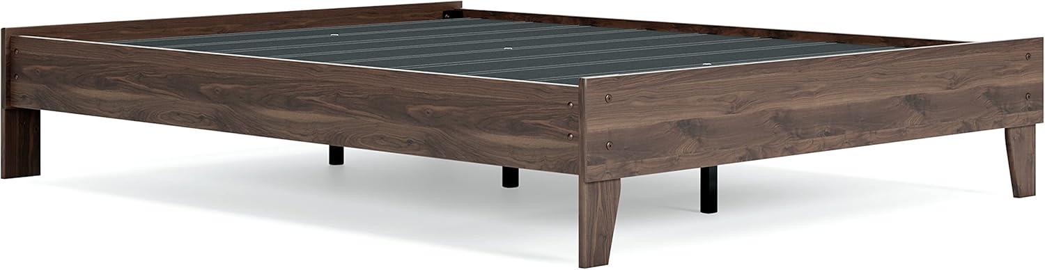 imageSignature Design by Ashley Calverson Modern Platform Bed Foundation or Box Spring Not Needed King Dark BrownMocha Brown