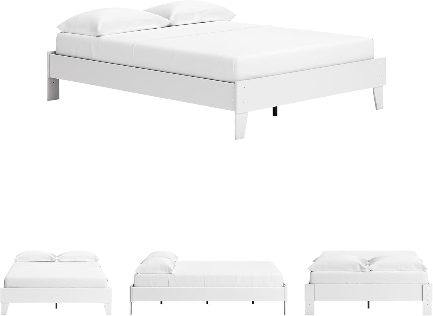 imageSignature Design by Ashley Calverson Modern Platform Bed Foundation or Box Spring Not Needed King Dark BrownPure White