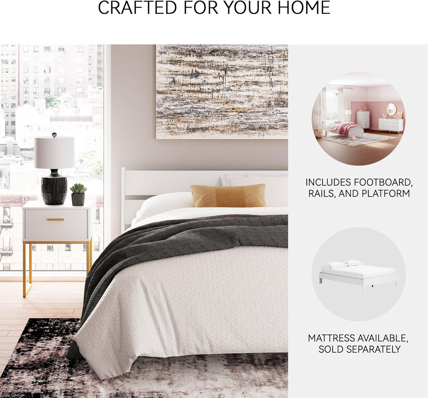 imageSignature Design by Ashley Calverson Modern Platform Bed Foundation or Box Spring Not Needed King Dark BrownPure White