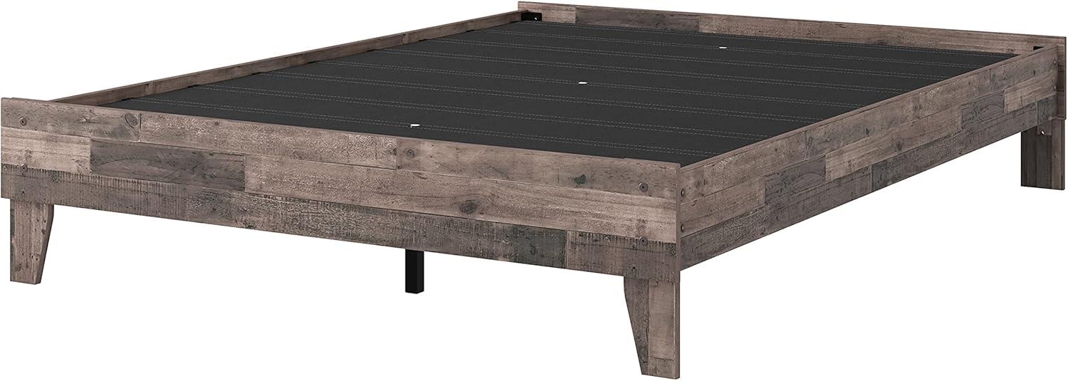 imageSignature Design by Ashley Calverson Modern Platform Bed Foundation or Box Spring Not Needed King Dark BrownRustic Gray