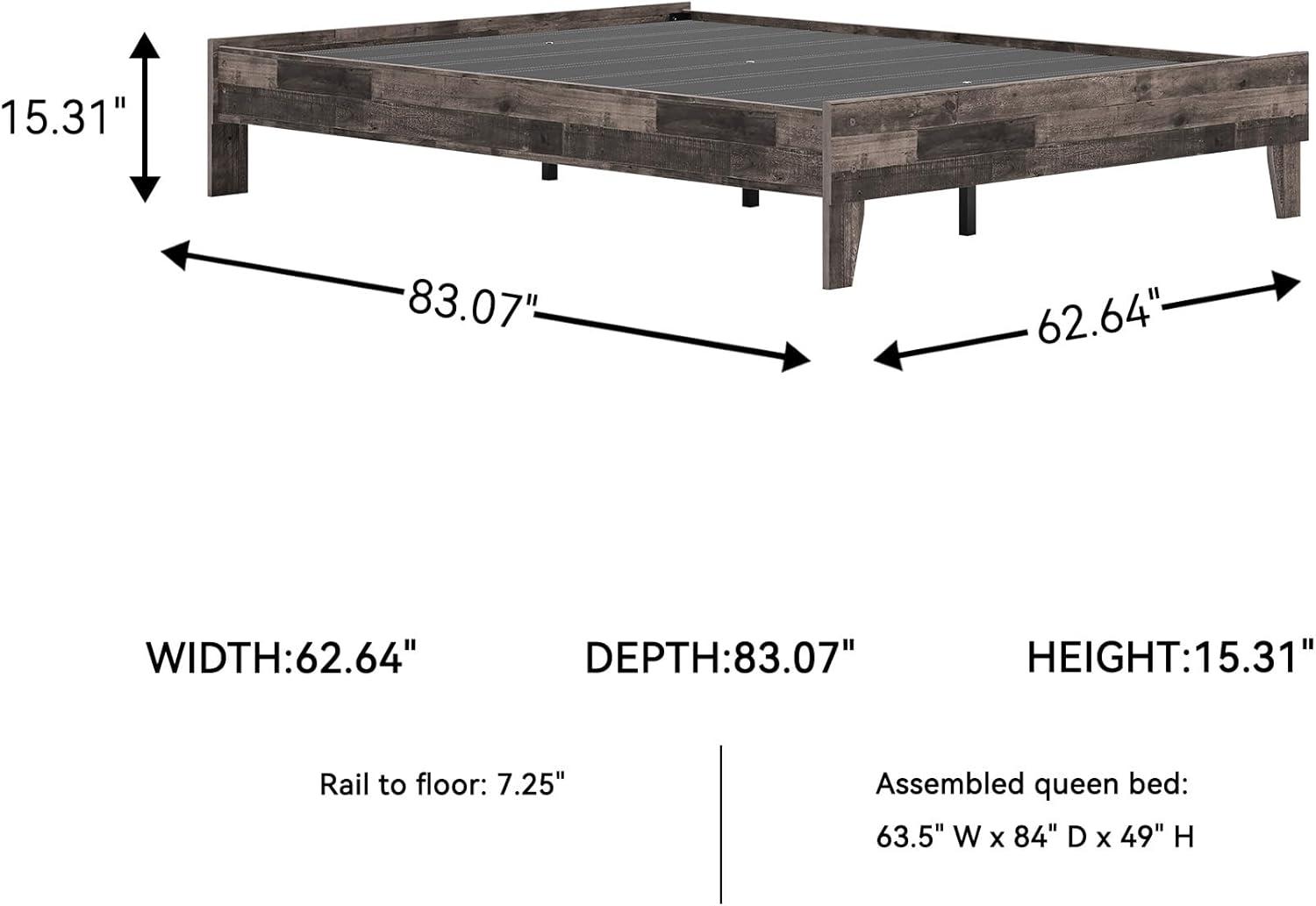 imageSignature Design by Ashley Calverson Modern Platform Bed Foundation or Box Spring Not Needed King Dark BrownRustic Gray