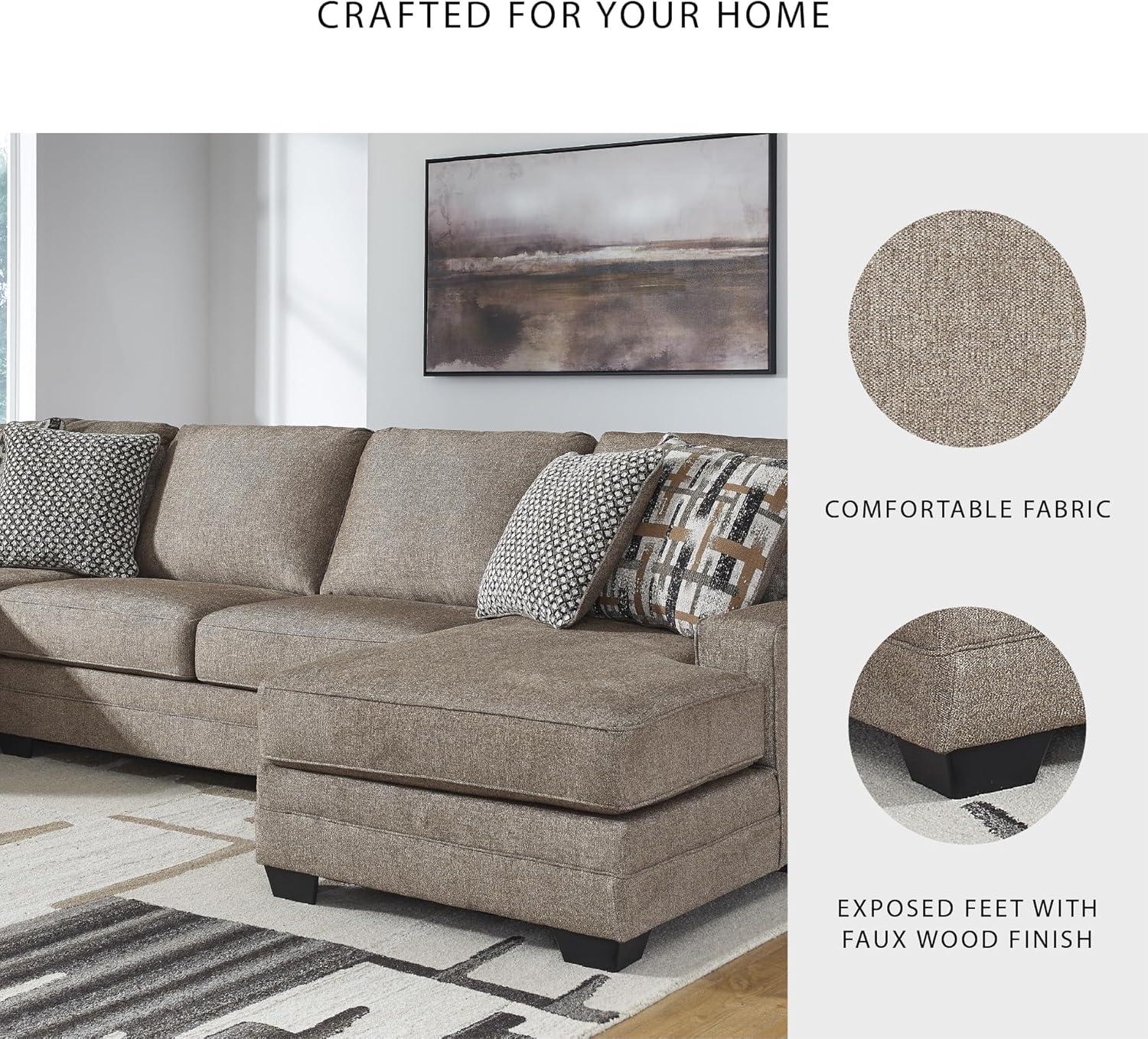 imageSignature Design by Ashley Cannonbrook Transitional UShaped RightArm Facing 3Piece Sectional with Chaise Loose Seat Cushions and 6 Accent Pillows Dark BrownSymmetrical