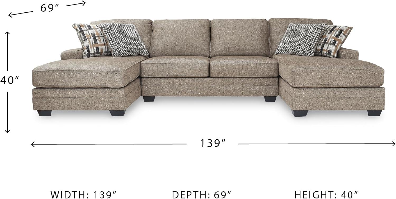 imageSignature Design by Ashley Cannonbrook Transitional UShaped RightArm Facing 3Piece Sectional with Chaise Loose Seat Cushions and 6 Accent Pillows Dark BrownSymmetrical