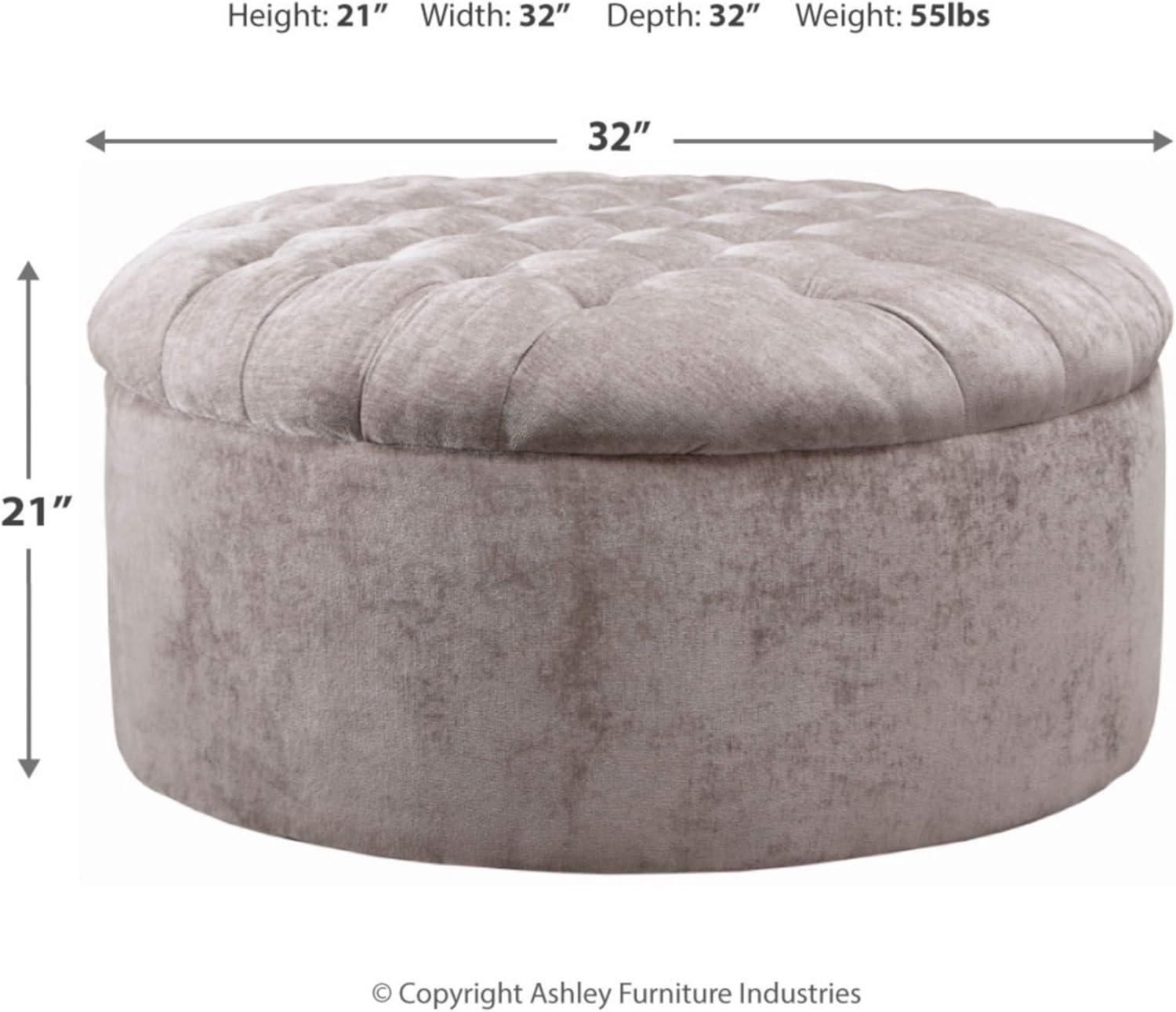 imageSignature Design by Ashley Carnaby Velvet Tufted Glam Round Oversized Ottoman Silver